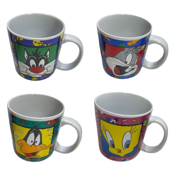 Vintage Warner Bros. By Sakura 1993 Looney Tunes Mugs Set of Four - Picture 1 of 12